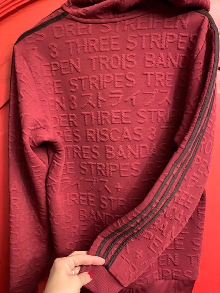 Adidas Badge of Sport 3 Stripe Embossed Sweatshirt Hoodie Mens Size Small EUC - Picture 2 of 3